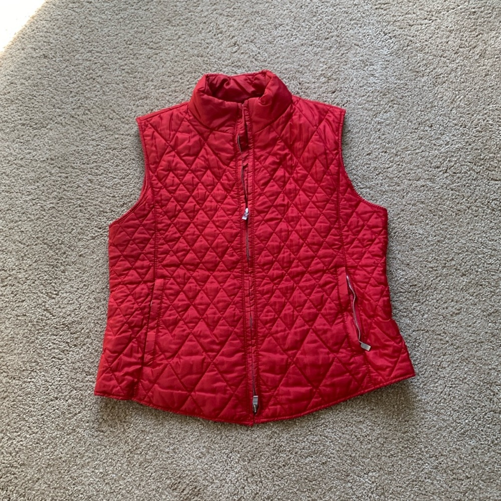 Talbots Petites Red Puffer Vest Size M